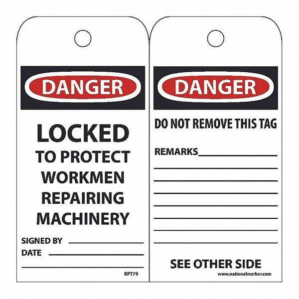 Nmc Danger Locked To Protect Workmen Repairing Machinery Tag, Pk25 - RPT79