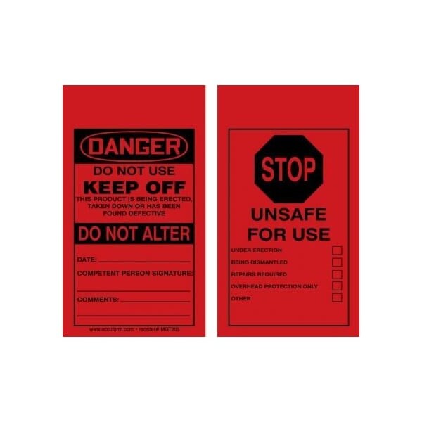 Accuform Caution, RP-Plastic, 3-1/4 in Width, 3/8 in Height, , 5 PK - MGT205PTM