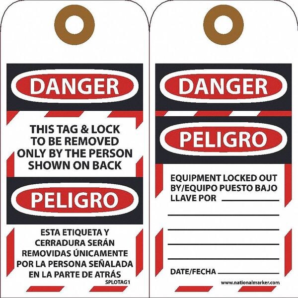 Nmc Danger This Tag & Lock To Be Removed Only By Bilingual Tag, Pk25 - SPLOTAG1-25