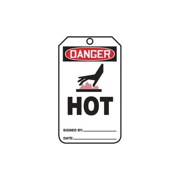 Accuform Safety Tags, DANGER HOT, 5.75in x 3.25in, RP-Plastic, 25PK - MDT011PTP