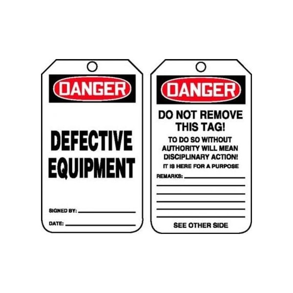 Accuform Danger, RP-Plastic, 3-1/4 in Width, 3/8 in Height, , 25 PK - MDT122CTP