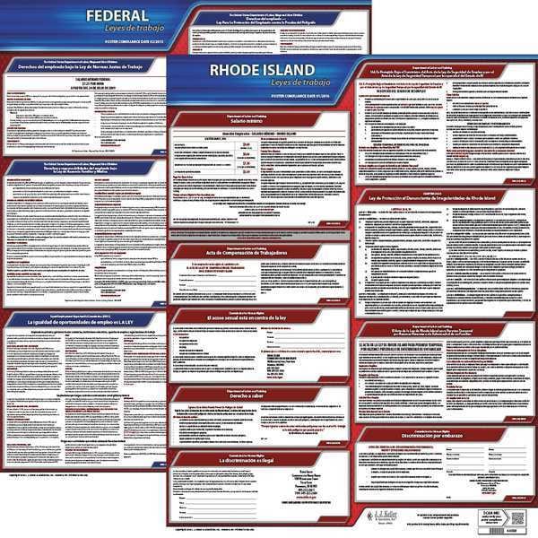 Jj Keller Labor Law Poster Kit, RI, Spanish, 19 In. W - 200-RI-K