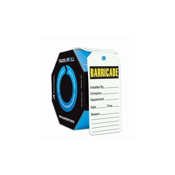 Accuform Tags By-The-Roll, Barricade Installed By, PF-Cardstock, 100/Rl - TAR715