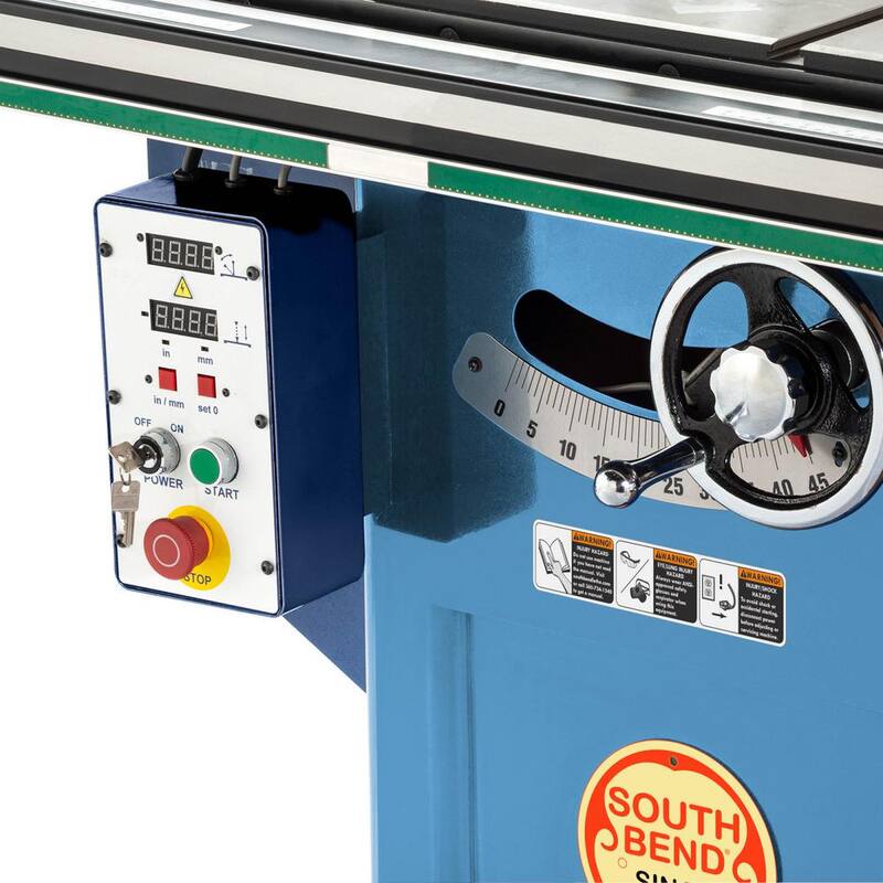 Sierra de mesa South Bend de 10 pulgadas, 3HP, 220 voltios con rieles de extensión - SB1111