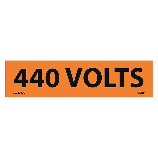 Nmc Elect Marker, 440 Volts Elect M, PK25, Pressure Sensitive Vinyl, 4-1/2 in Width, 1-1/8 in Height - JL22009O