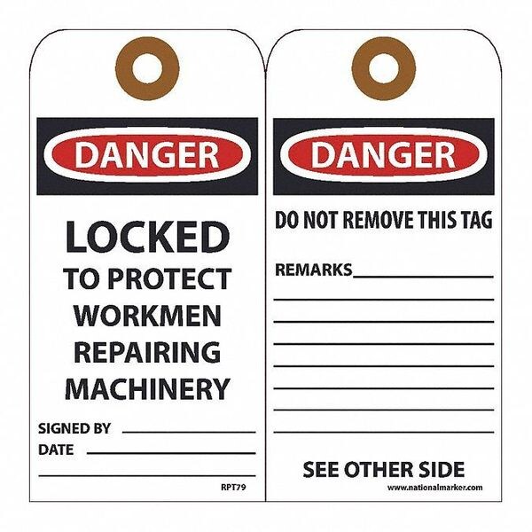 Nmc Danger Locked To Protect Workmen Repairing Machinery Tag, Pk25 - RPT79G