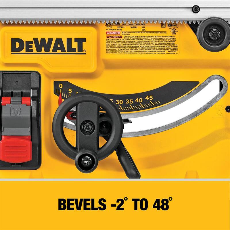 Sierra de mesa compacta para sitios de trabajo DEWALT de 15 amperes con cable de 8-1/4 pulgadas y sierra de calar inalámbrica sin escobillas 20V MAX XR (herramienta solamente) - DWE7485WDCS334B