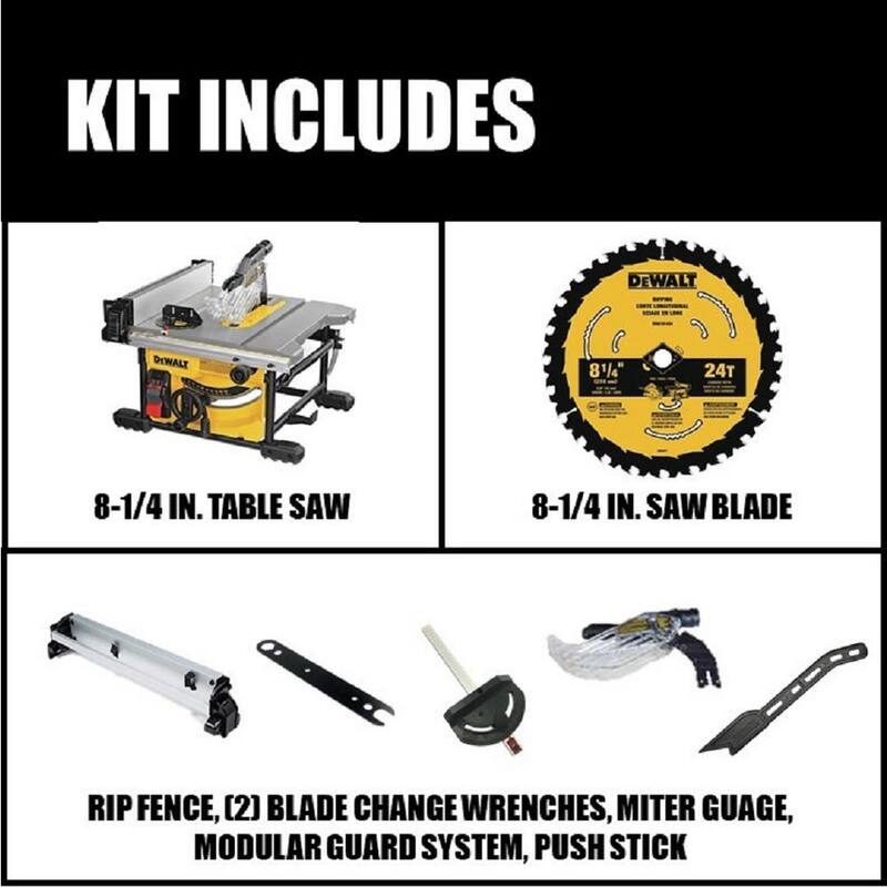 Sierra de mesa compacta para sitios de trabajo DEWALT de 15 amperes con cable de 8-1/4 pulgadas y sierra de calar inalámbrica sin escobillas 20V MAX XR (herramienta solamente) - DWE7485WDCS334B
