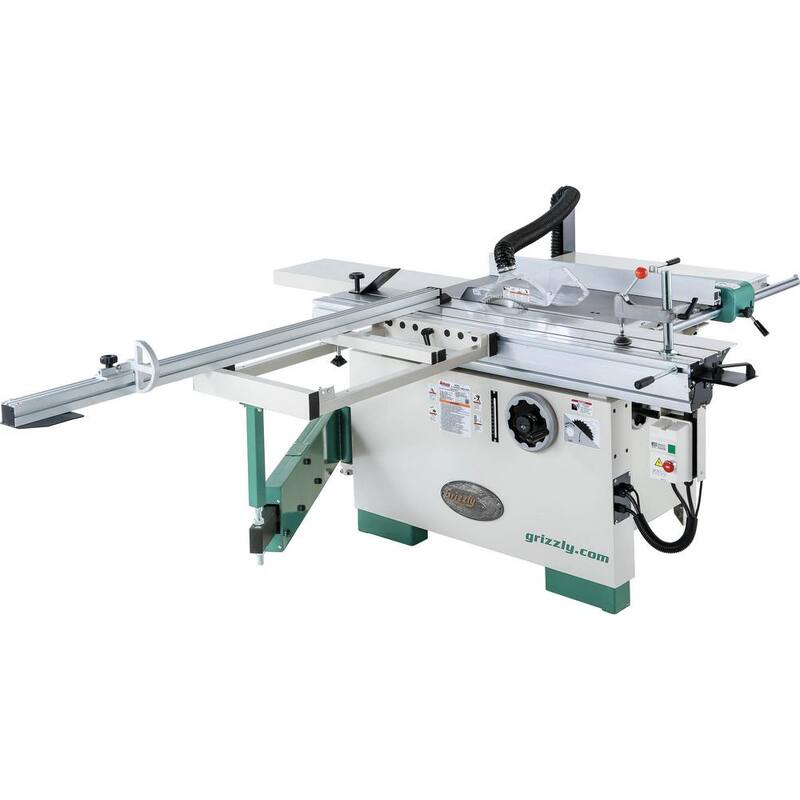 Sierra de mesa deslizante compacta de 12 pulgadas con motor de 7-1/2 HP y 3 fases - G0820 de Grizzly Industrial