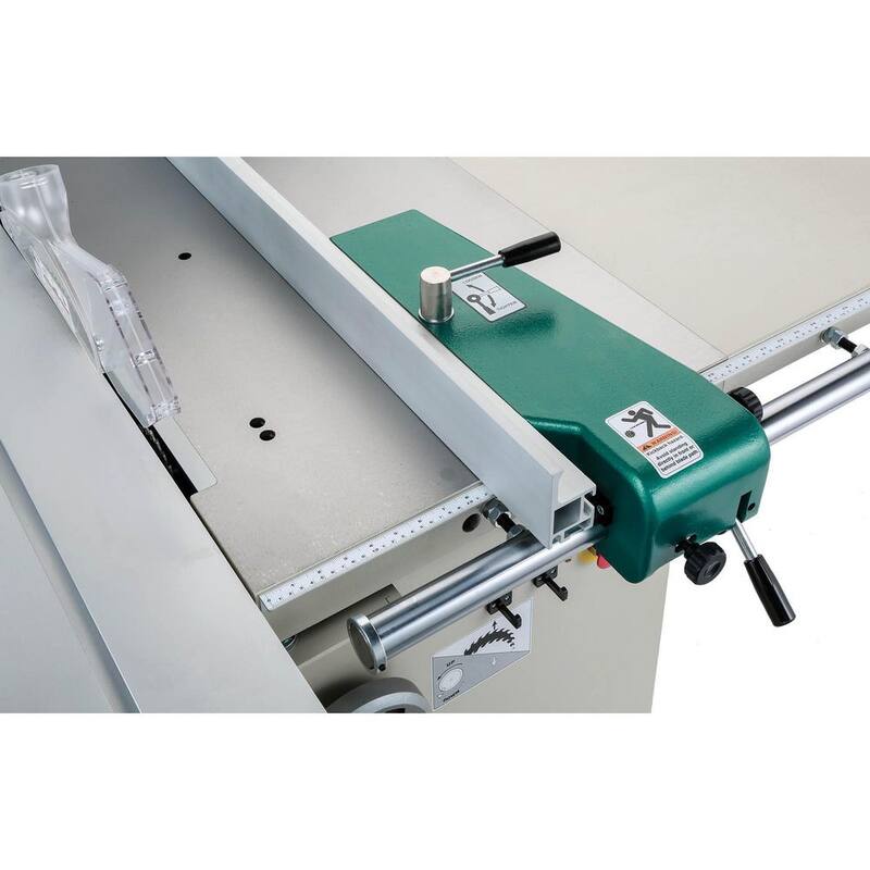 Sierra de mesa deslizante compacta de 12 pulgadas con motor de 7-1/2 HP y 3 fases - G0820 de Grizzly Industrial
