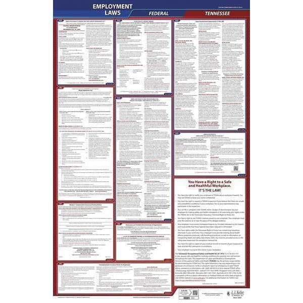Jj Keller LaborLaw Poster, Fed/STA, TN, ENG, 40Wx26inH - 300-TN