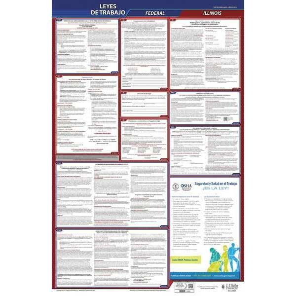 Jj Keller Labor Law Poster, Fed/STA, IL, SP, 40Wx26inH - 400-IL