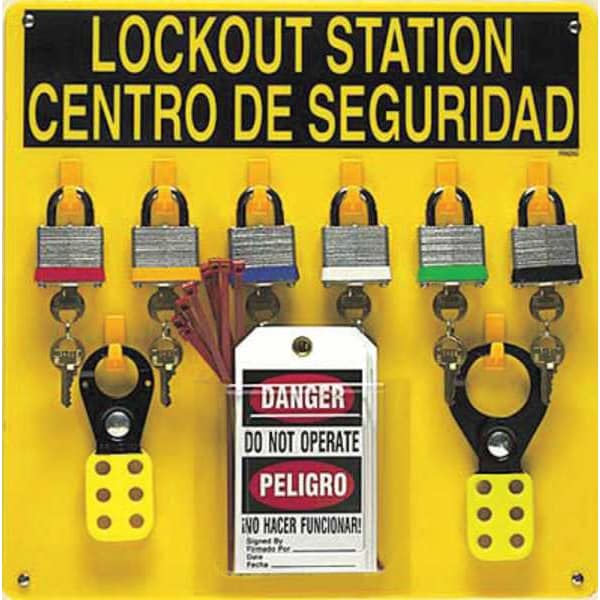 Brady Lockout Station, Unfilled, 16 In H, Blk/Ylw - LC210G