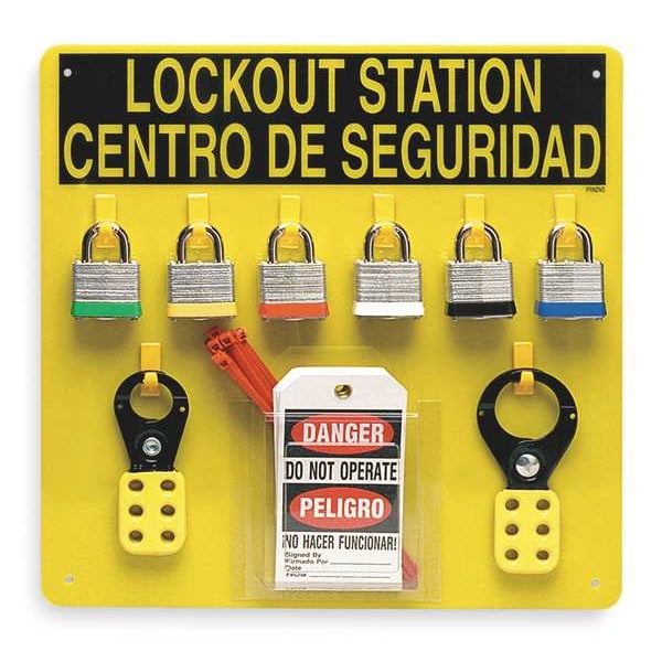 Brady Lockout Station, Unfilled, 16 In H, Blk/Ylw - LC210G