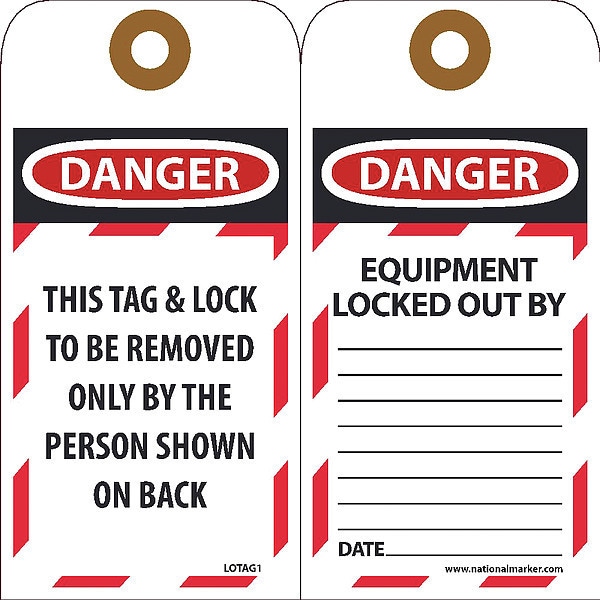 Nmc Danger This Tag & Lock To Be Removed Only By Tag, Pk25 - LOTAG1-25