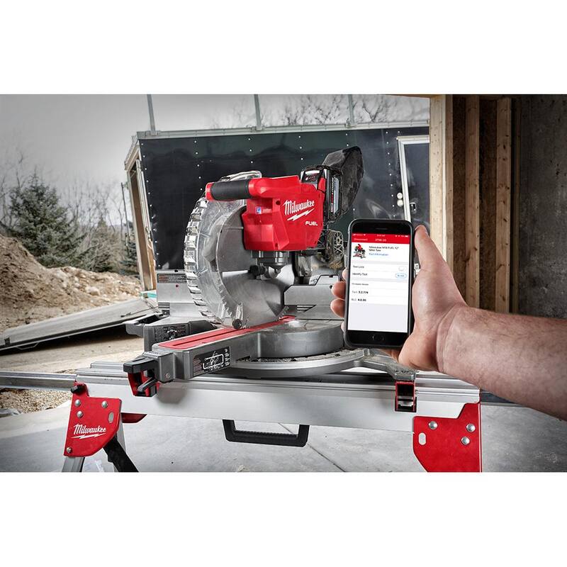 Sierra ingleteadora compuesta deslizante de doble bisel Milwaukee M18 FUEL 18V de 12 pulgadas con batería y soporte - 2739-21HD-48-08-0551