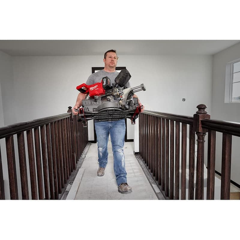Sierra ingleteadora compuesta deslizante de doble bisel Milwaukee M18 FUEL 18V de 12 pulgadas con batería y soporte - 2739-21HD-48-08-0551