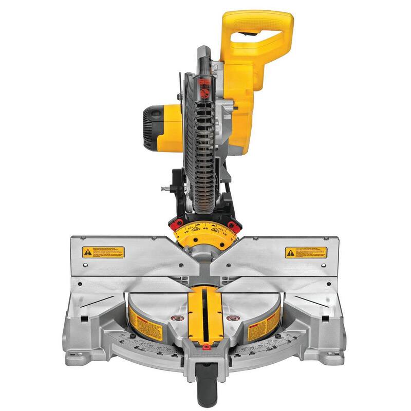 Si la marca del producto no se traduce, el título sería: DEWALT 15 Amp Alámbrico 12 pulgadas Sierra Inglete Compuesta de Doble Bisel con LED de Línea de Corte - DWS716XPS