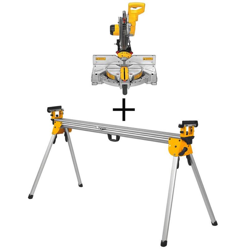 Sierra ingleteadora compuesta de doble bisel de 12 pulgadas y 15 amperios y soporte para sierra ingleteadora resistente - DWS716W723