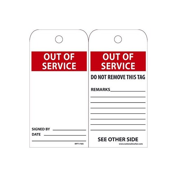 Nmc Out Of Service Tag, Pk25 - RPT176A