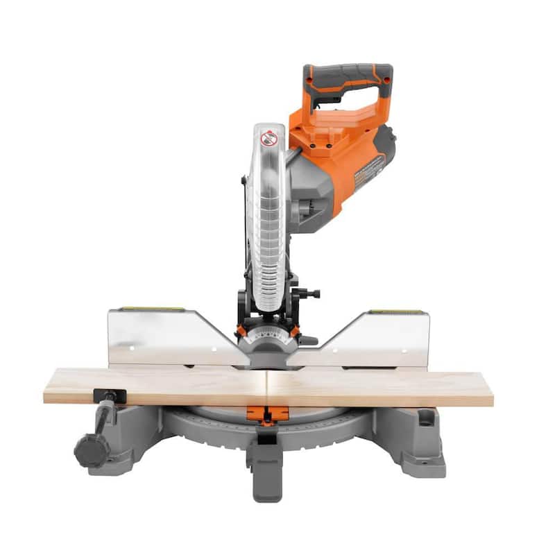 Sierra ingletadora de doble bisel RIDGID de 15 amperios y 10 pulgadas con indicador de línea de corte LED y base móvil universal para sierra ingletadora -R4113-AC9946