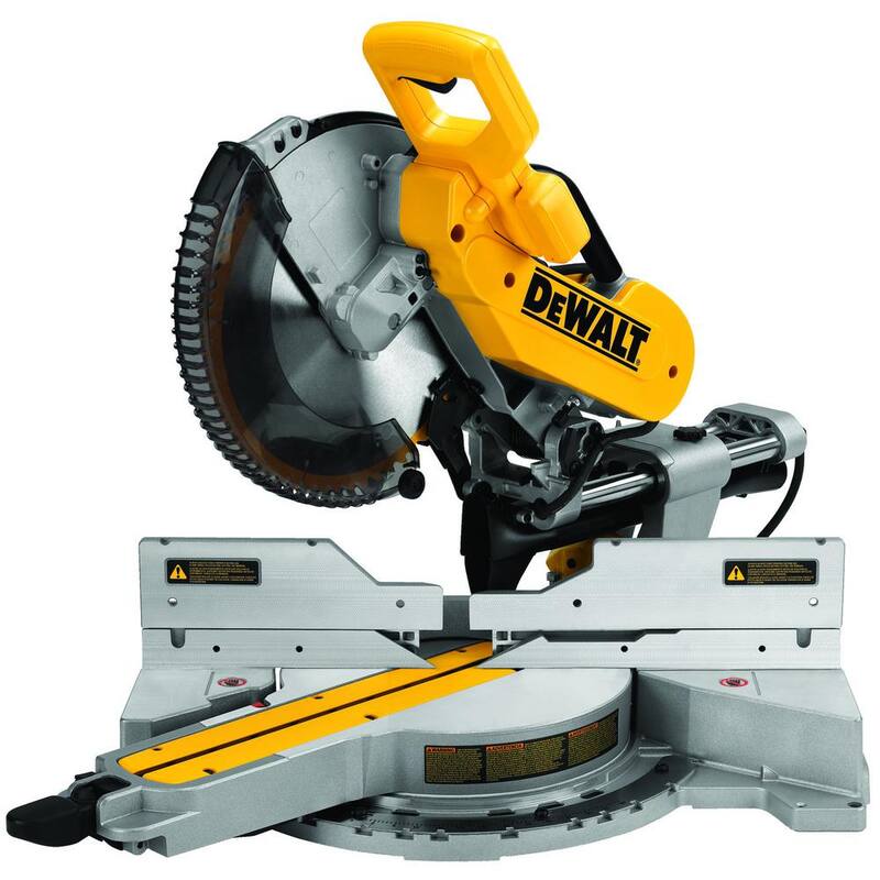 Sierra ingleteadora compuesta de doble bisel deslizante con cable de 15 amperes y 12 pulgadas, y base de rodillo para sierra ingleteadora de 32-1/2 pulgadas x 60 pulgadas - DWS779WDWX726