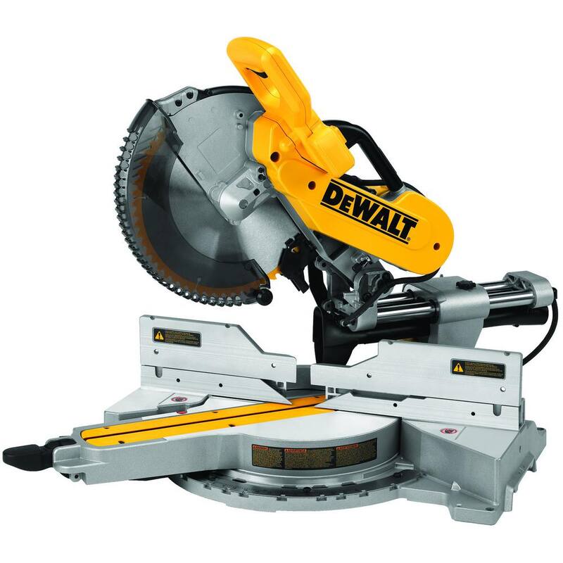 Sierra ingleteadora compuesta de doble bisel deslizante con cable de 15 amperes y 12 pulgadas, y base de rodillo para sierra ingleteadora de 32-1/2 pulgadas x 60 pulgadas - DWS779WDWX726
