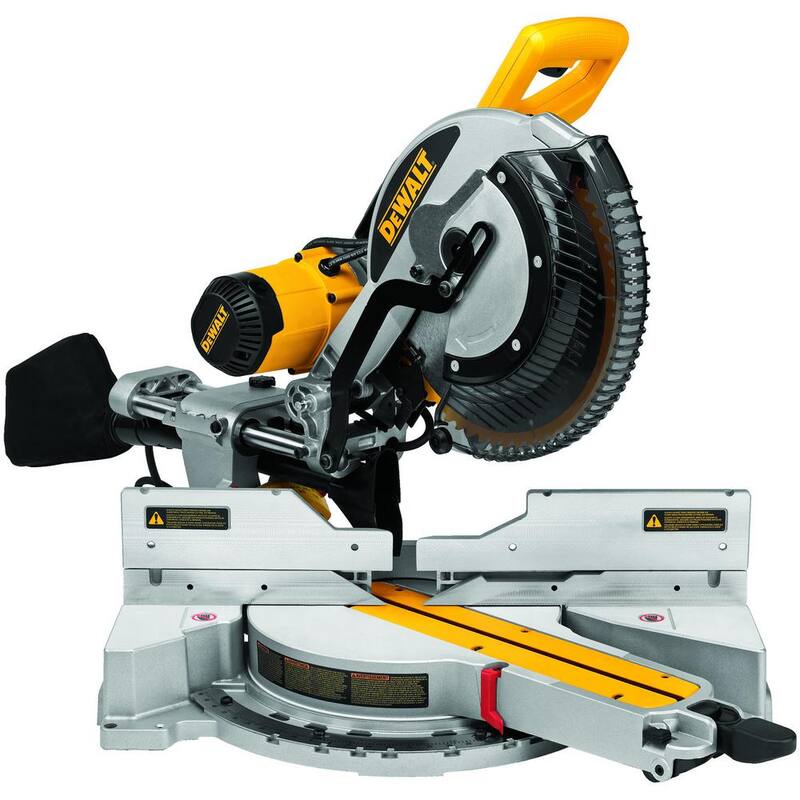Sierra ingleteadora compuesta de doble bisel deslizante con cable de 15 amperes y 12 pulgadas, y base de rodillo para sierra ingleteadora de 32-1/2 pulgadas x 60 pulgadas - DWS779WDWX726