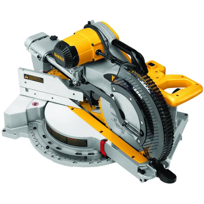 Sierra ingleteadora compuesta de doble bisel deslizante con cable de 15 amperes y 12 pulgadas, y base de rodillo para sierra ingleteadora de 32-1/2 pulgadas x 60 pulgadas - DWS779WDWX726