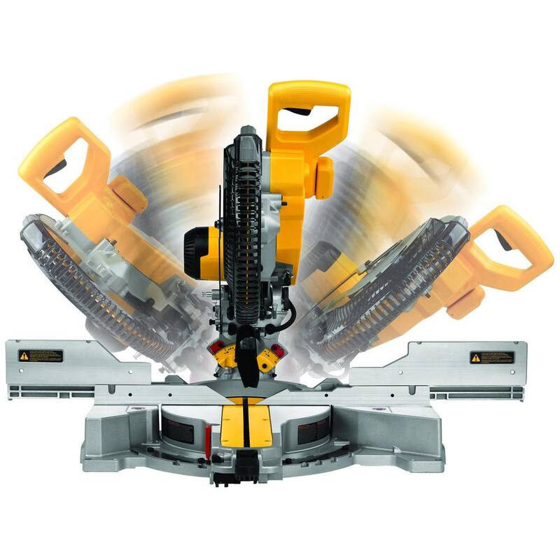 Sierra ingleteadora compuesta de doble bisel deslizante con cable de 15 amperes y 12 pulgadas, y base de rodillo para sierra ingleteadora de 32-1/2 pulgadas x 60 pulgadas - DWS779WDWX726