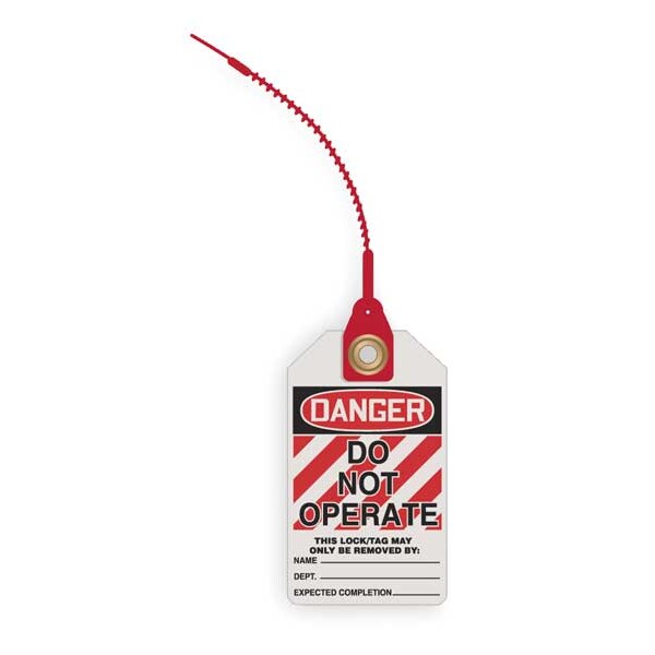 Accuform Danger Tag, Danger, Plastic, 3-1/4" Width, 5-3/4" Height, Write On Surface: Yes , 10 PK - TAK635