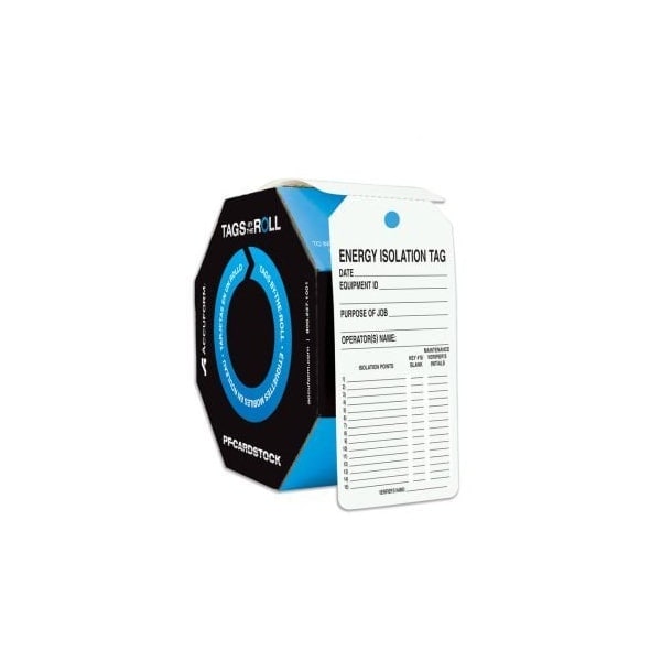 Accuform Tags By-The-Roll, Energy Isolation Tag, PF-Cardstock, 100/Rl - TAR145