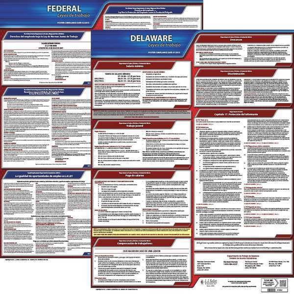 Jj Keller Labor Law Poster Kit, DE, Spanish, 19 In. W - 200-DE-K