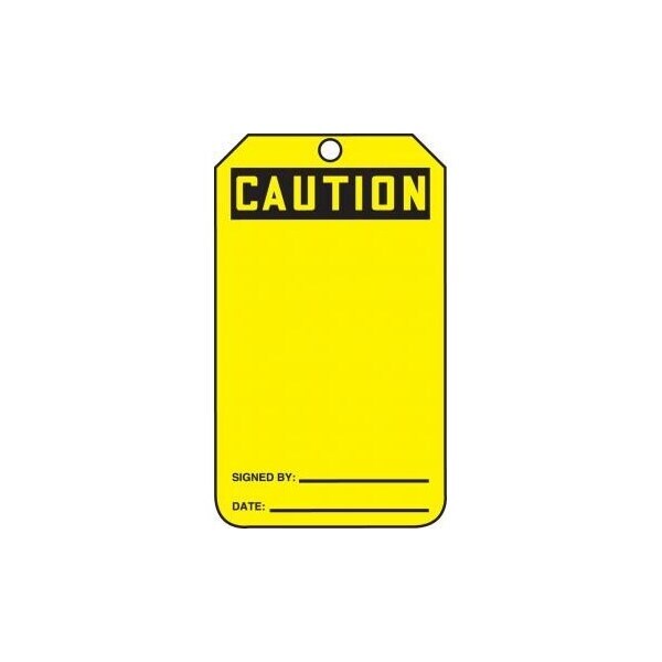 Accuform Caution, PF-Cardstock, 3-1/4 in Width, 1/4 in Height, , 5 PK - MDT612PTM