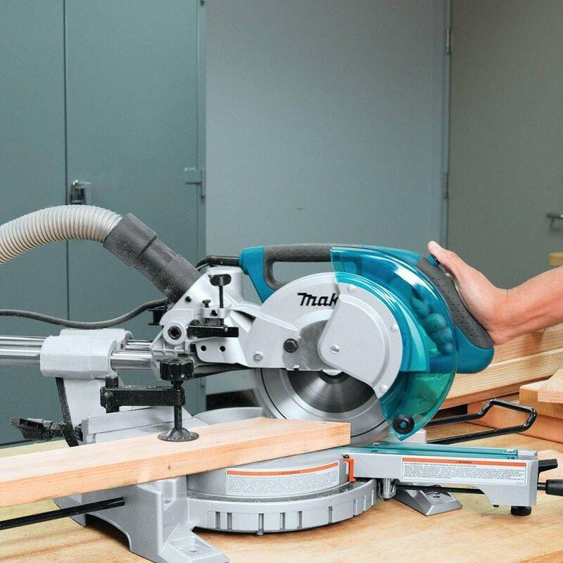 Sierra ingletadora compuesta deslizante de bisel único con freno eléctrico, arranque suave, luz LED y hoja de 48 dientes, de 10.5 amperes y 8-1/2 pulgadas - LS0815F