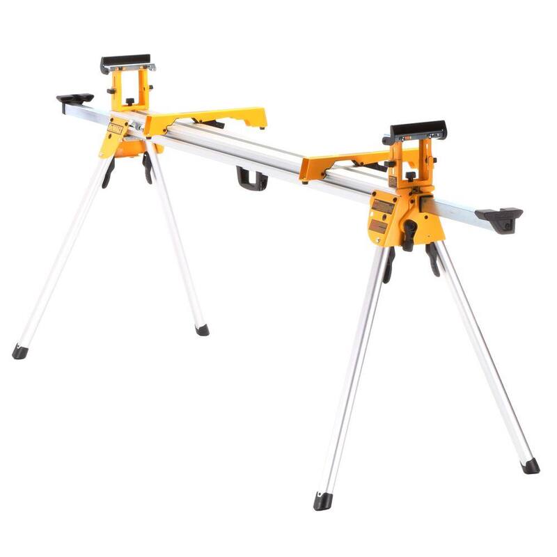 Sierra ingleteadora compuesta de bisel único DEWALT de 15 amperes y 12 pulgadas con soporte para sierra ingleteadora resistente - DWS715W723