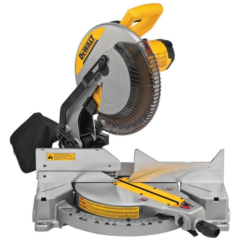 Sierra ingleteadora compuesta de bisel único DEWALT de 15 amperes y 12 pulgadas con soporte para sierra ingleteadora resistente - DWS715W723