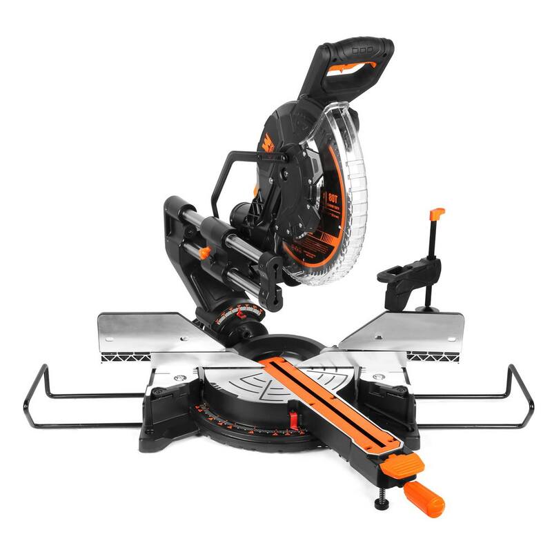 Sierra ingletadora compuesta deslizante de doble bisel de 12 pulgadas y 15 amperios WEN con línea de corte LED - MM1215
