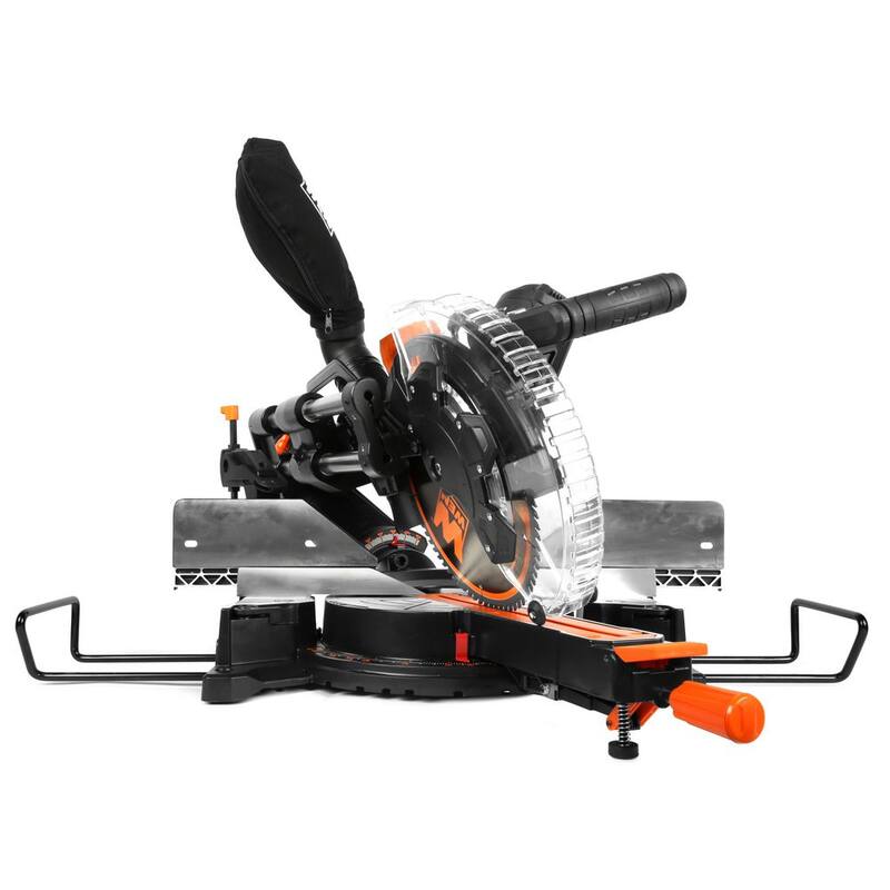 Sierra ingletadora compuesta deslizante de doble bisel de 12 pulgadas y 15 amperios WEN con línea de corte LED - MM1215