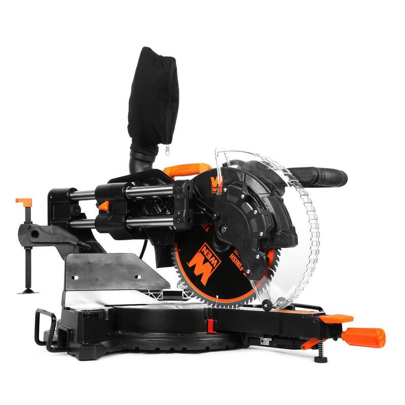 Sierra ingletadora compuesta deslizante de doble bisel de 12 pulgadas y 15 amperios WEN con línea de corte LED - MM1215