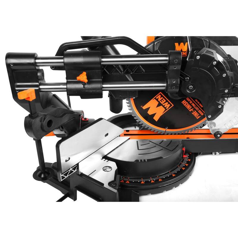 Sierra ingletadora compuesta deslizante de doble bisel de 12 pulgadas y 15 amperios WEN con línea de corte LED - MM1215