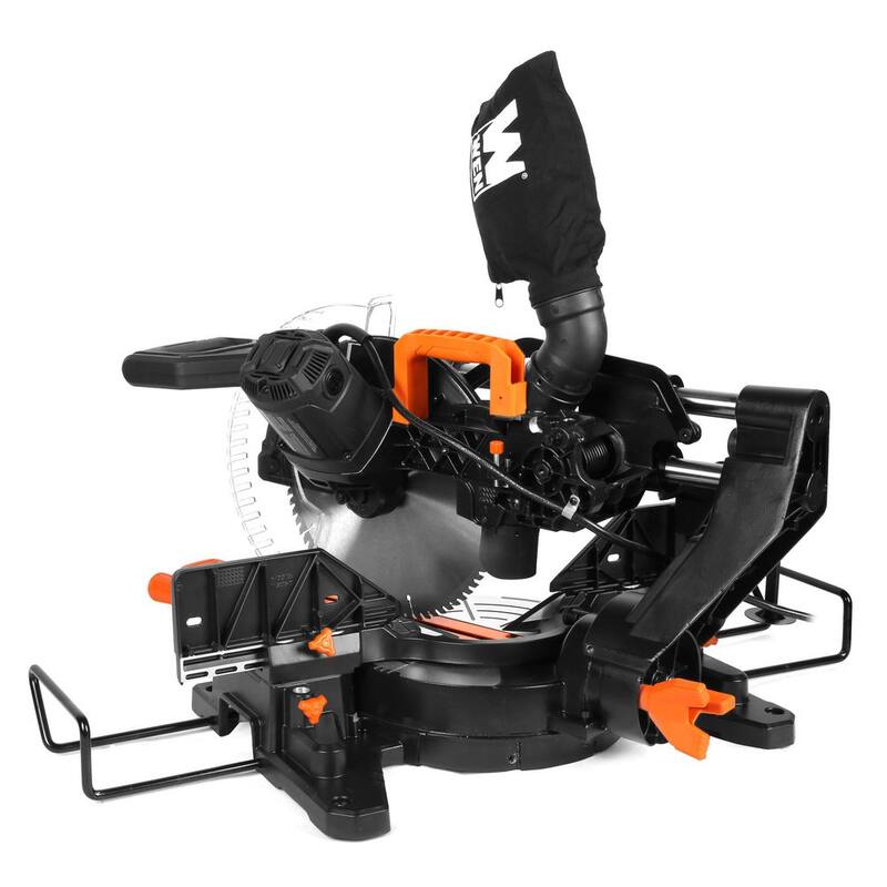 Sierra ingletadora compuesta deslizante de doble bisel de 12 pulgadas y 15 amperios WEN con línea de corte LED - MM1215