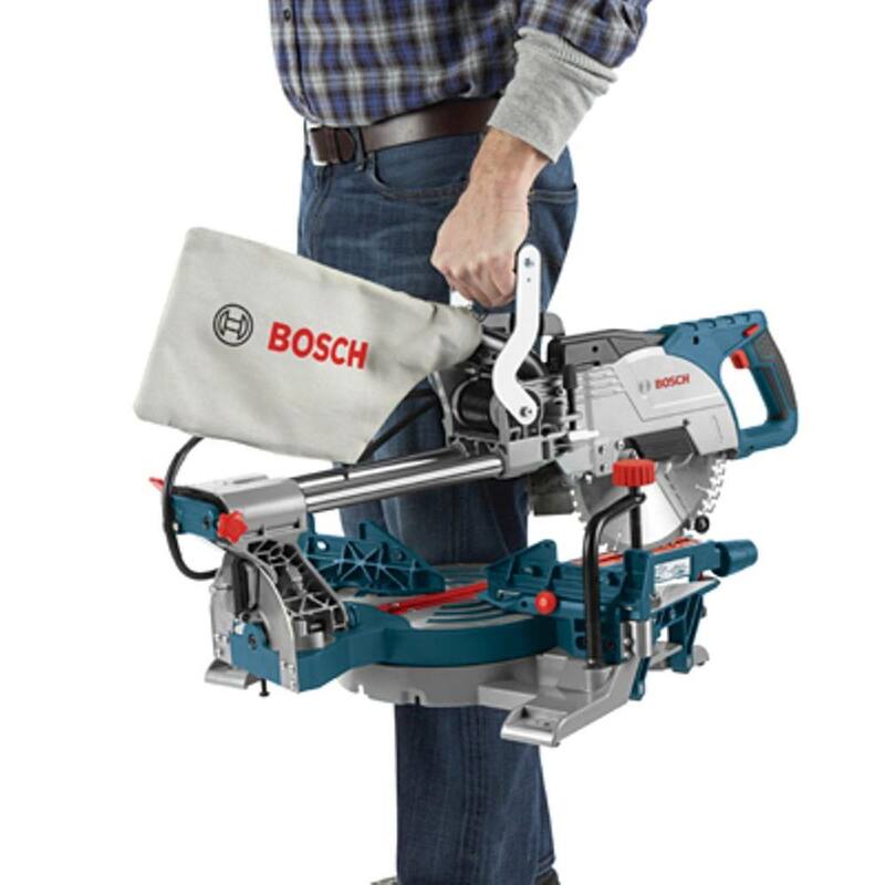Sierra ingletadora compuesta deslizante portátil de bisel simple Bosch de 12 amperes y 8-1/2 pulgadas con cuchilla de carburo de 48 dientes - CM8S