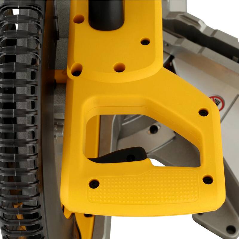 Sierra ingleteadora compuesta deslizante de doble bisel DEWALT de 15 amperes con cable de 12 pulgadas, llave de sierra, abrazadera de material y soporte de trabajo resistente - DWS779WDWX725B