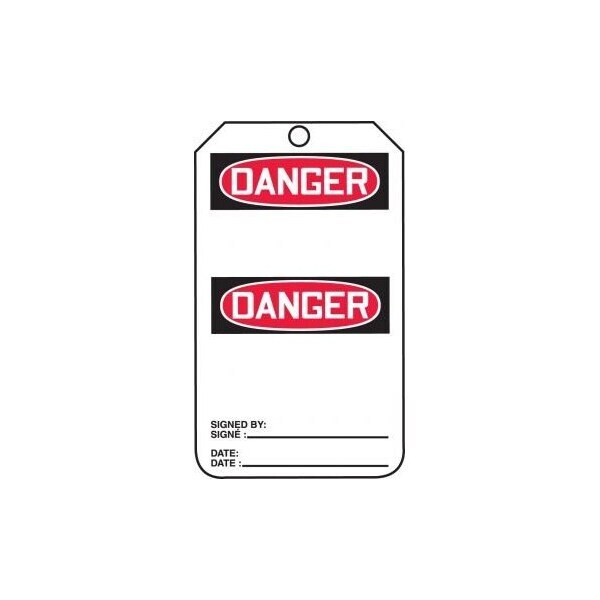 Accuform Danger, RP-Plastic, 3-1/4 in Width, 0.075 in Height, , 25 PK - TMF131PTP