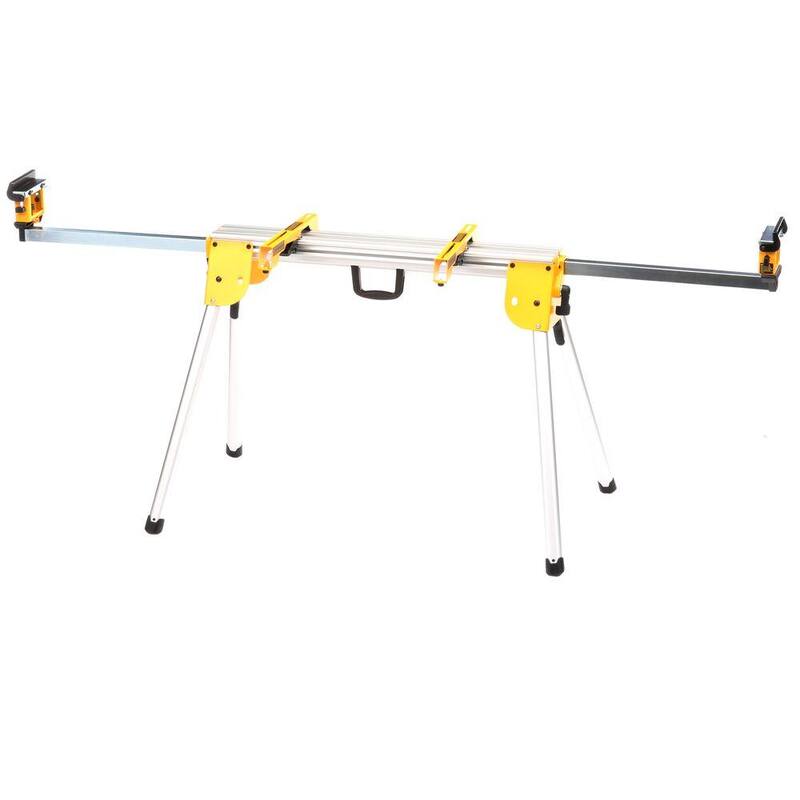 Sierra ingleteadora compuesta de bisel único DEWALT de 15 amperes con cable de 10 pulgadas con soporte de sierra ingleteadora compacta de 29.8 lbs con capacidad de 500 lbs - DWS713WDWX724