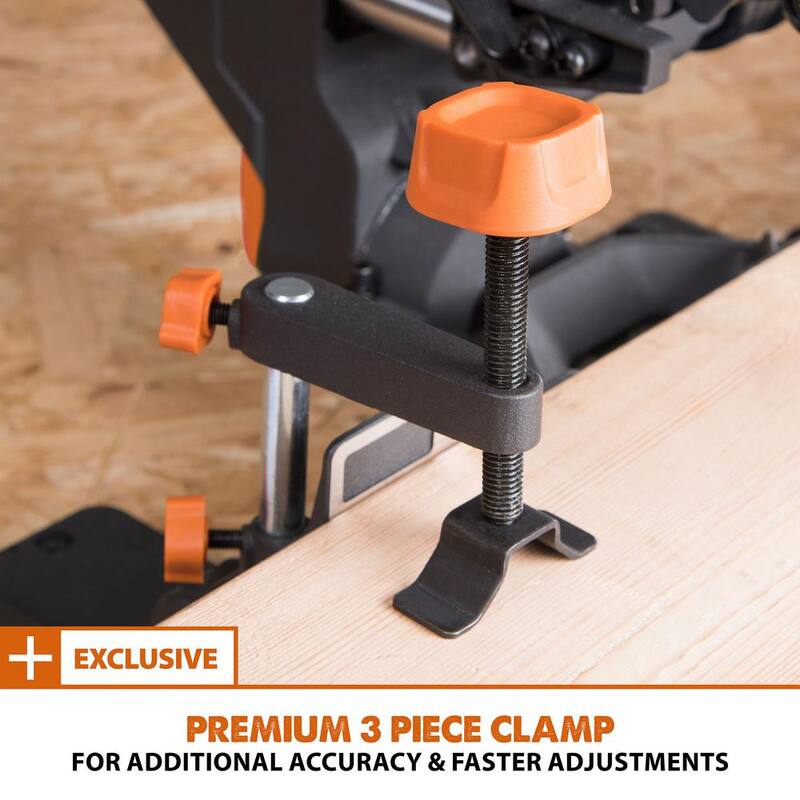 Sierra ingleteadora compuesta deslizante de 7-1/4 pulgadas Evolution Power Tools de 10 amperios con guía láser, bolsa de polvo, cable de alimentación de 10 pies y hoja multi-material de 20 dientes - R185SMS+