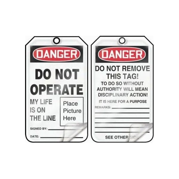 Accuform Danger, PF-Cardstock, 3-1/4 in Width, 1/4 in Height, , 5 PK - MDT016LPM