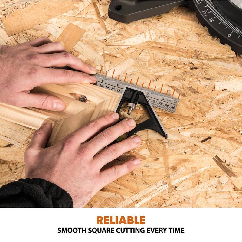 Sierra de inglete compuesta deslizante de 10 pulgadas de Evolution Power Tools, 15 amperios, con guía láser, bolsa de polvo, cable de alimentación de goma de 10 pies, cuchilla de 28 dientes para múltiples materiales - R255SMS+
