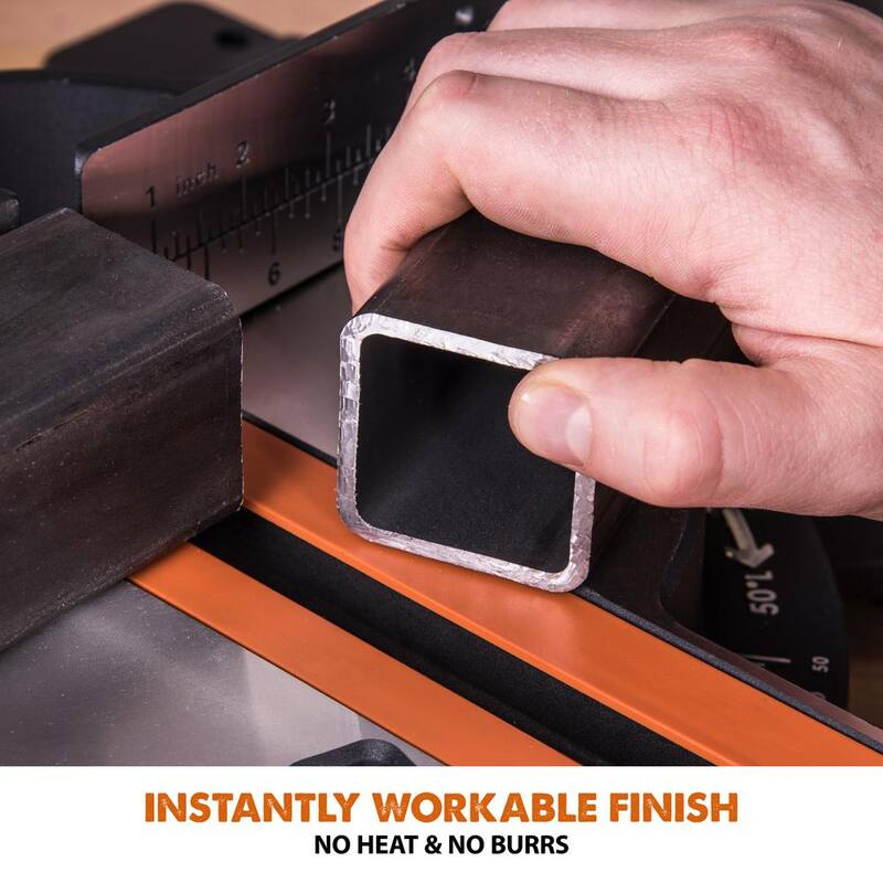 Sierra de inglete compuesta deslizante de 10 pulgadas de Evolution Power Tools, 15 amperios, con guía láser, bolsa de polvo, cable de alimentación de goma de 10 pies, cuchilla de 28 dientes para múltiples materiales - R255SMS+